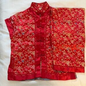 Chinese Satin Brocade matching Pants Set